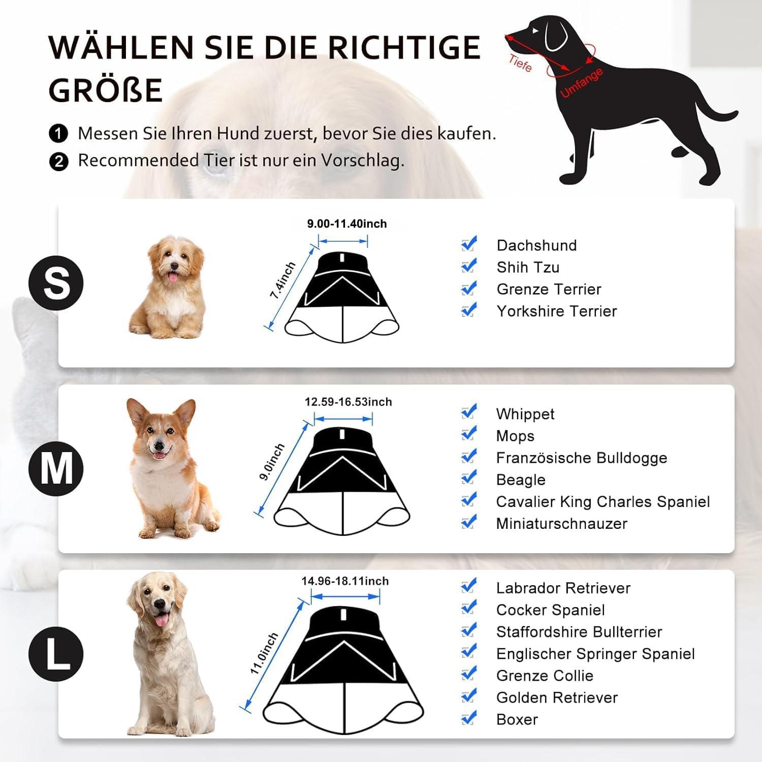 ROMANTIC BEAR Halskrause Hund Leckschutz Verstellbar Wasserdicht Schutzkragen