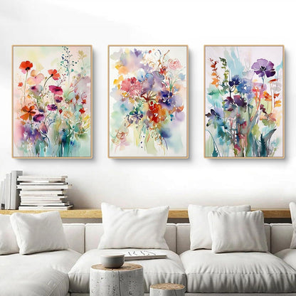 Moderne Blumen Poster Wohnzimmer Wanddeko Set 3er Aesthetic Deko 40x50