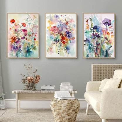 Moderne Blumen Poster Wohnzimmer Wanddeko Set 3er Aesthetic Deko 40x50