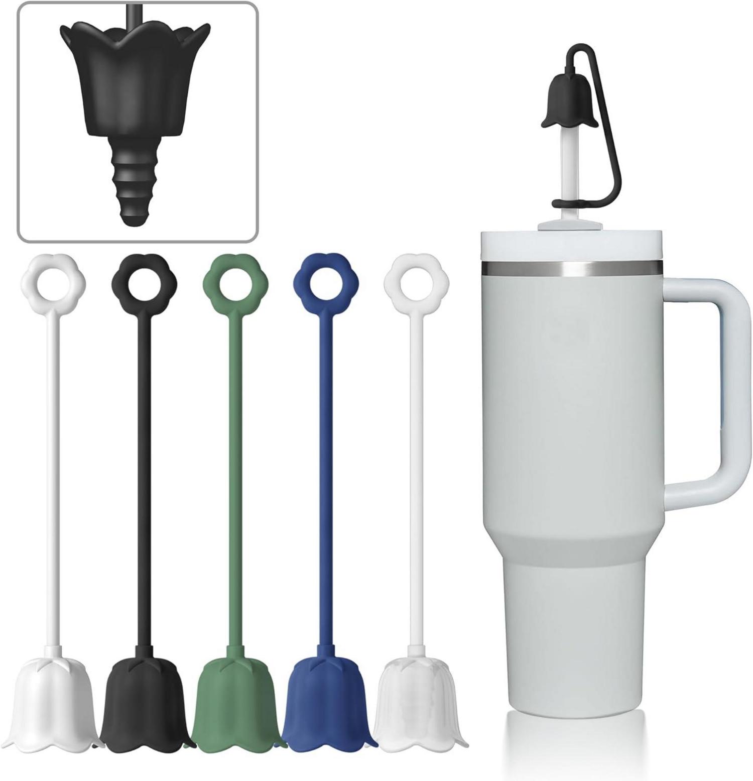 Silikon Blume Strohhalm Abdeckung 5er Set für Stanley Tumbler 6-10cm