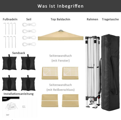 COBIZI Pavillon 3x3m Wasserdicht Stabil Partyzelt Gartenpavillon mit Entlüftung