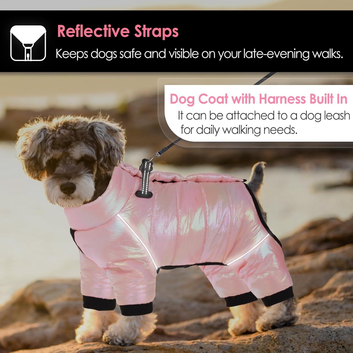 AOFITEE Hundemantel Wintermantel mit Reflektierendem Streifen M Rosa