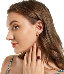 Edelstahl Damen Creolen Set 5 Paar 14K Gold Vergoldet 8mm