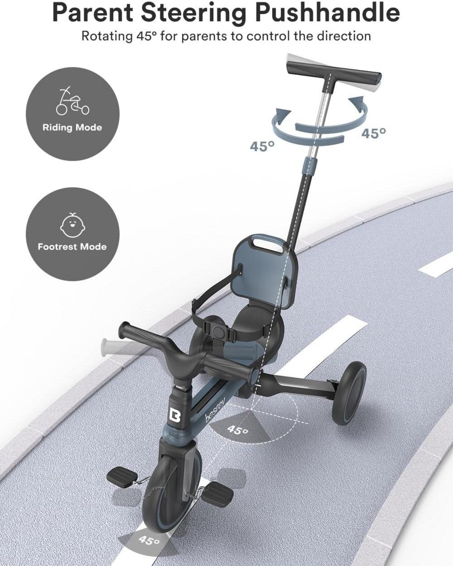 Kleinkindfahrrad mit Elternlenkschiebegriff, faltbares