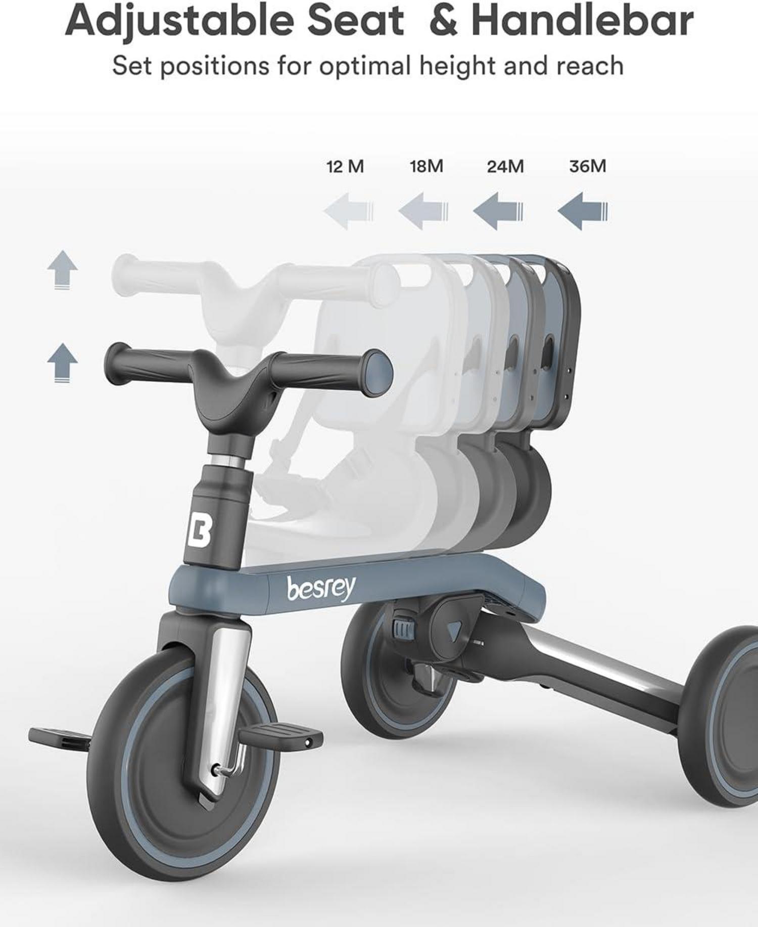 Kleinkindfahrrad Dunkelgrau faltbar Elternlenkung abnehmbare Pedale