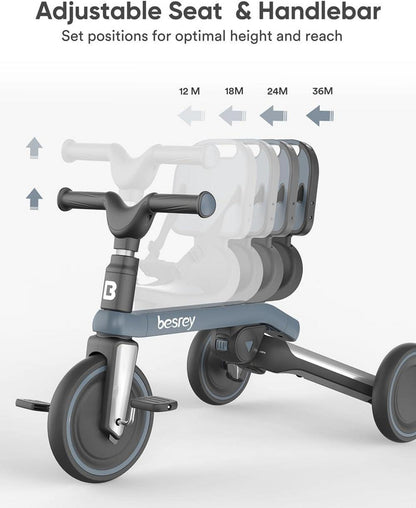 Kleinkindfahrrad Dunkelgrau faltbar Elternlenkung abnehmbare Pedale