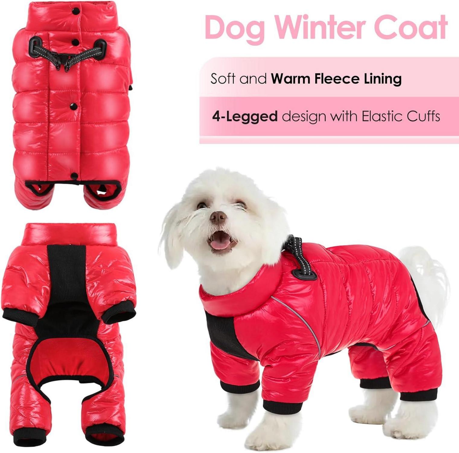 AOFITEE Wasserdichter Hundemantel Winter mit D-Ring Streifen