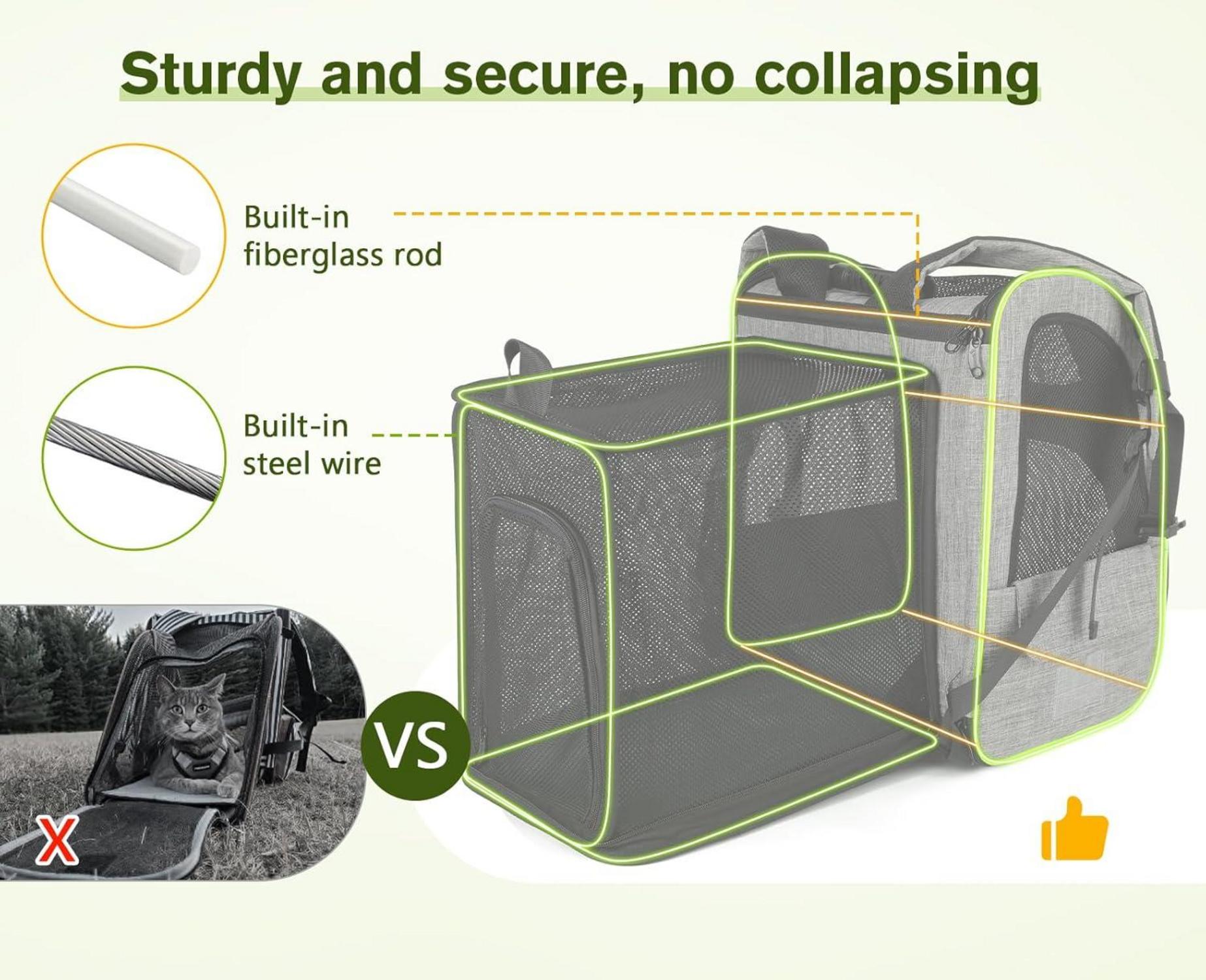 Pecute Haustier Rucksack mit Erweiterbarem Platz und Netzfenster