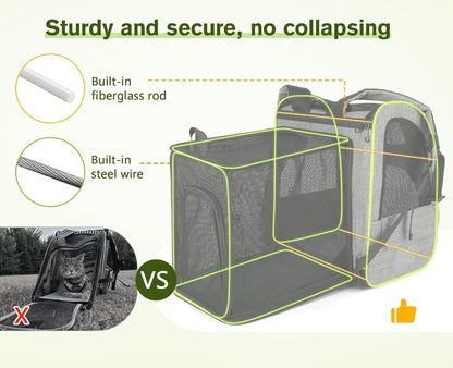 Pecute Haustier Rucksack mit Erweiterbarem Platz und Netzfenster