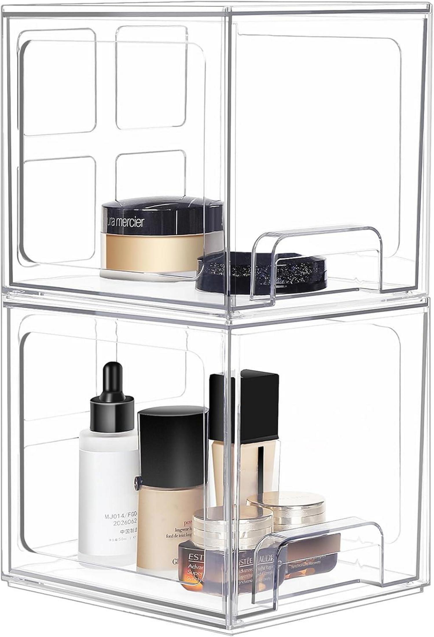 Greentainer Kosmetik Organizer Schubladen Stapelbar Acryl Make-up 2er