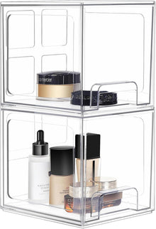 Greentainer Kosmetik Organizer Schubladen Stapelbar Acryl Make-up 2er