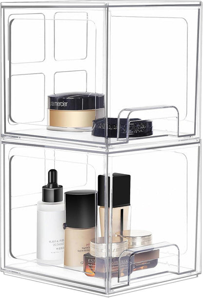 Greentainer Kosmetik Organizer Schubladen Stapelbar Acryl Make-up 2er