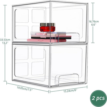 Stapelbarer Acryl-Make-up-Organizer mit Schubladen 2er Set