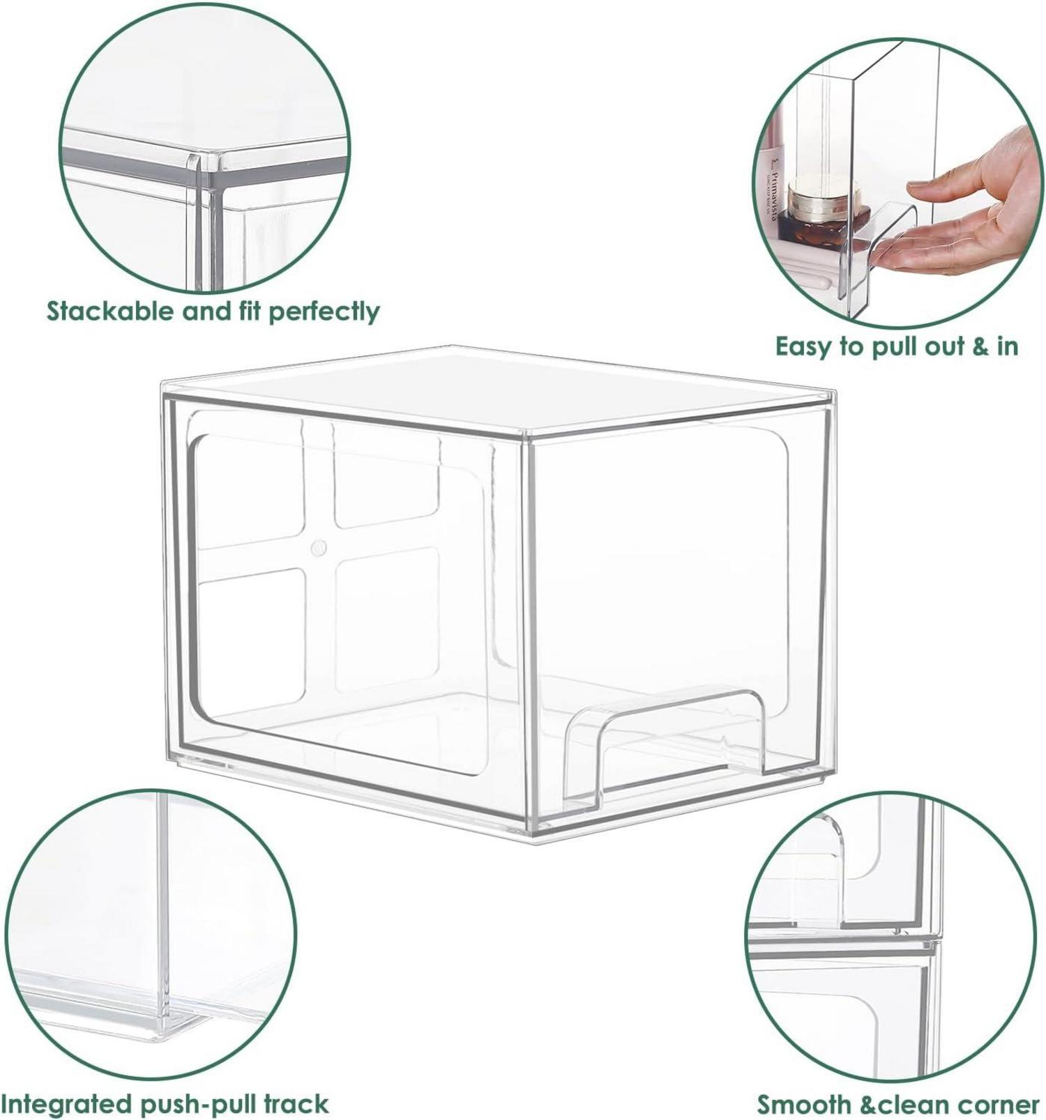 Acryl Kosmetik-Organizer mit Schubladen, stapelbar, 2 Stücke, transparent, Badezimmer Organizer