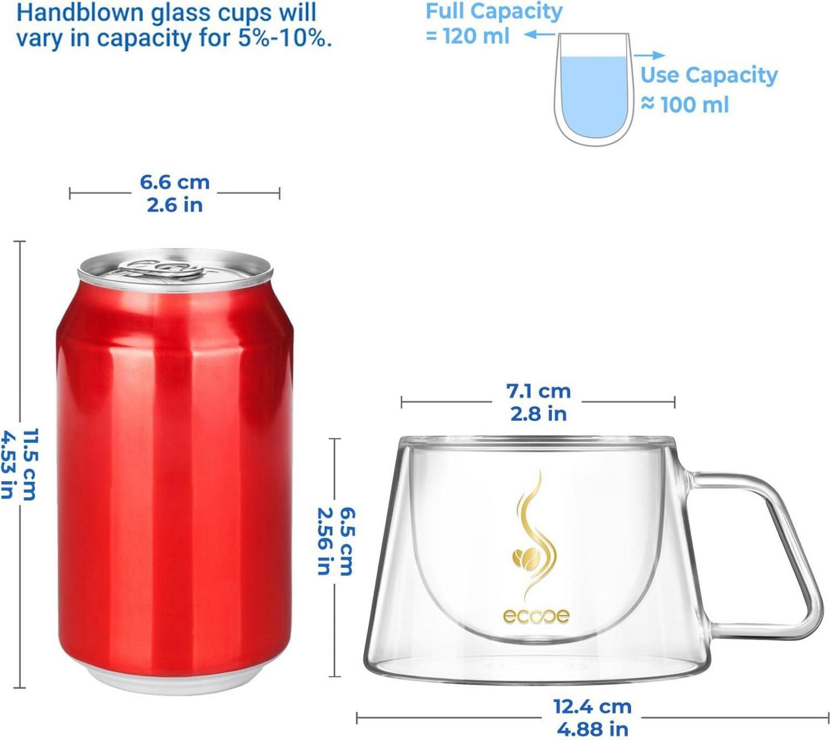 ecooe 120ml Doppelwandige Espressotassen Borosilikatglas Set