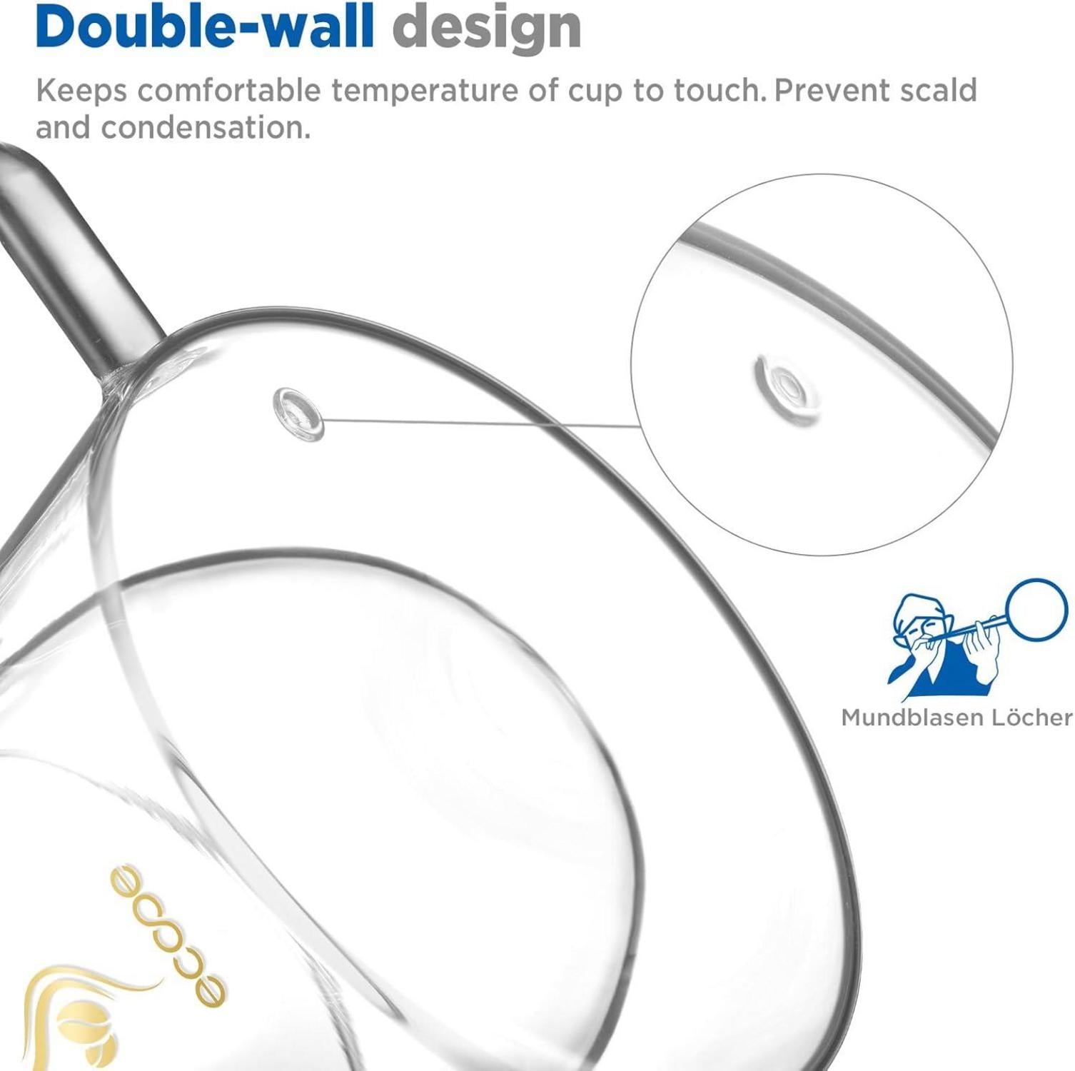Doppelwandige Espressotassen aus Glas 120ml 2er Set