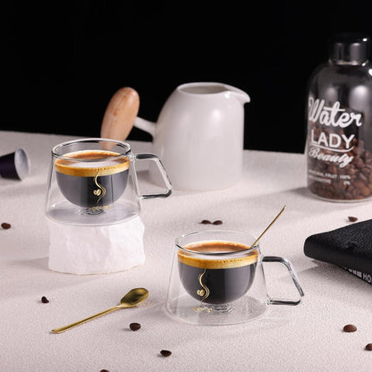 Doppelwandige Espressotassen 120ml Set Borosilikatglas Henkel