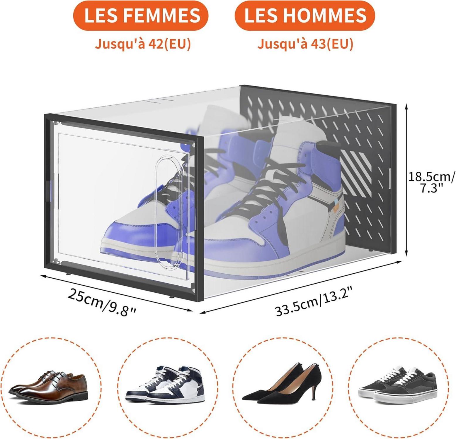 Transparente stapelbare Schuhboxen mit magnetischer Tür, 8 Stück