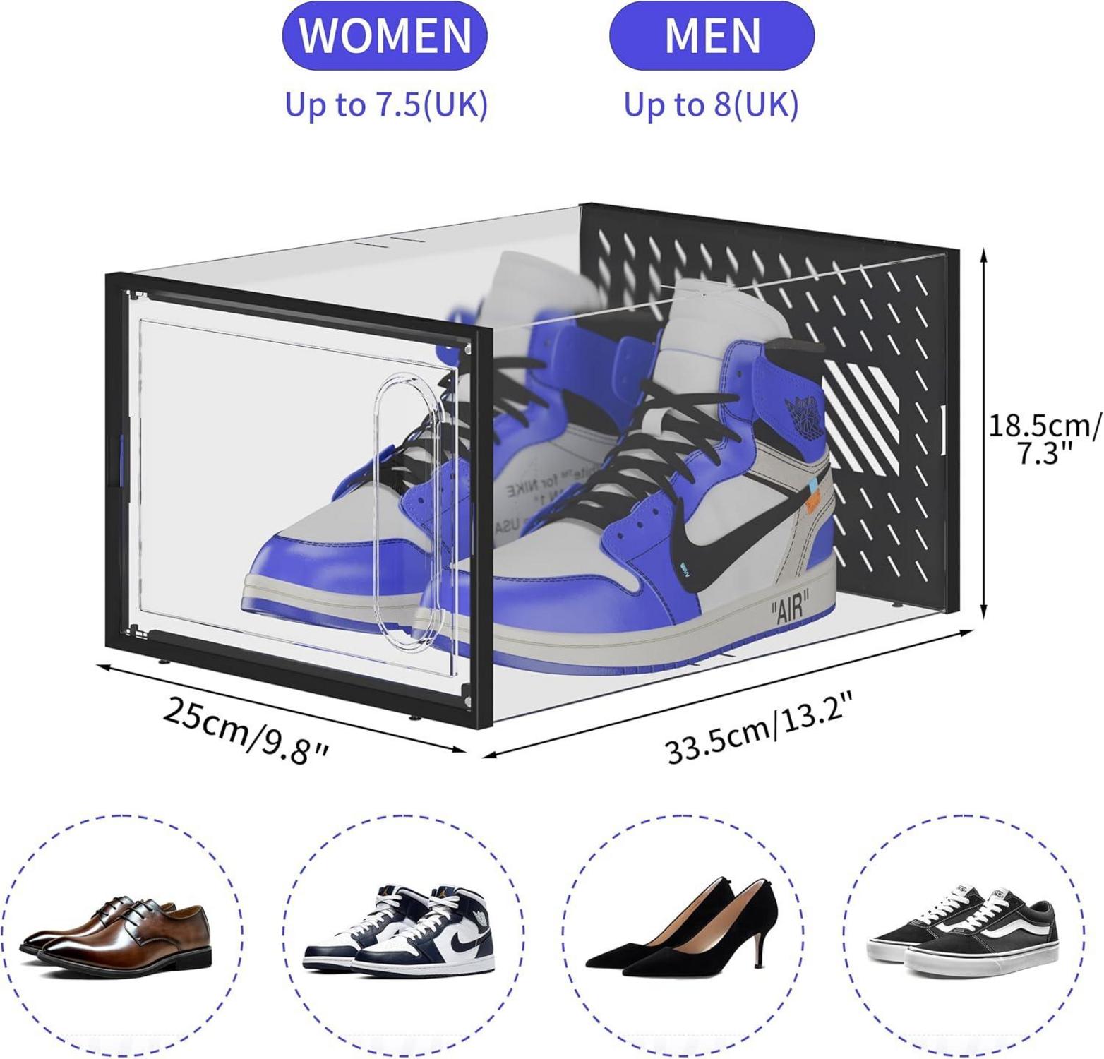 JOISCOPE Schuhboxen Set transparent stapelbar mit magnetischer Tür 8er Packung