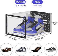 JOISCOPE Schuhboxen Set transparent stapelbar mit magnetischer Tür 8er Packung