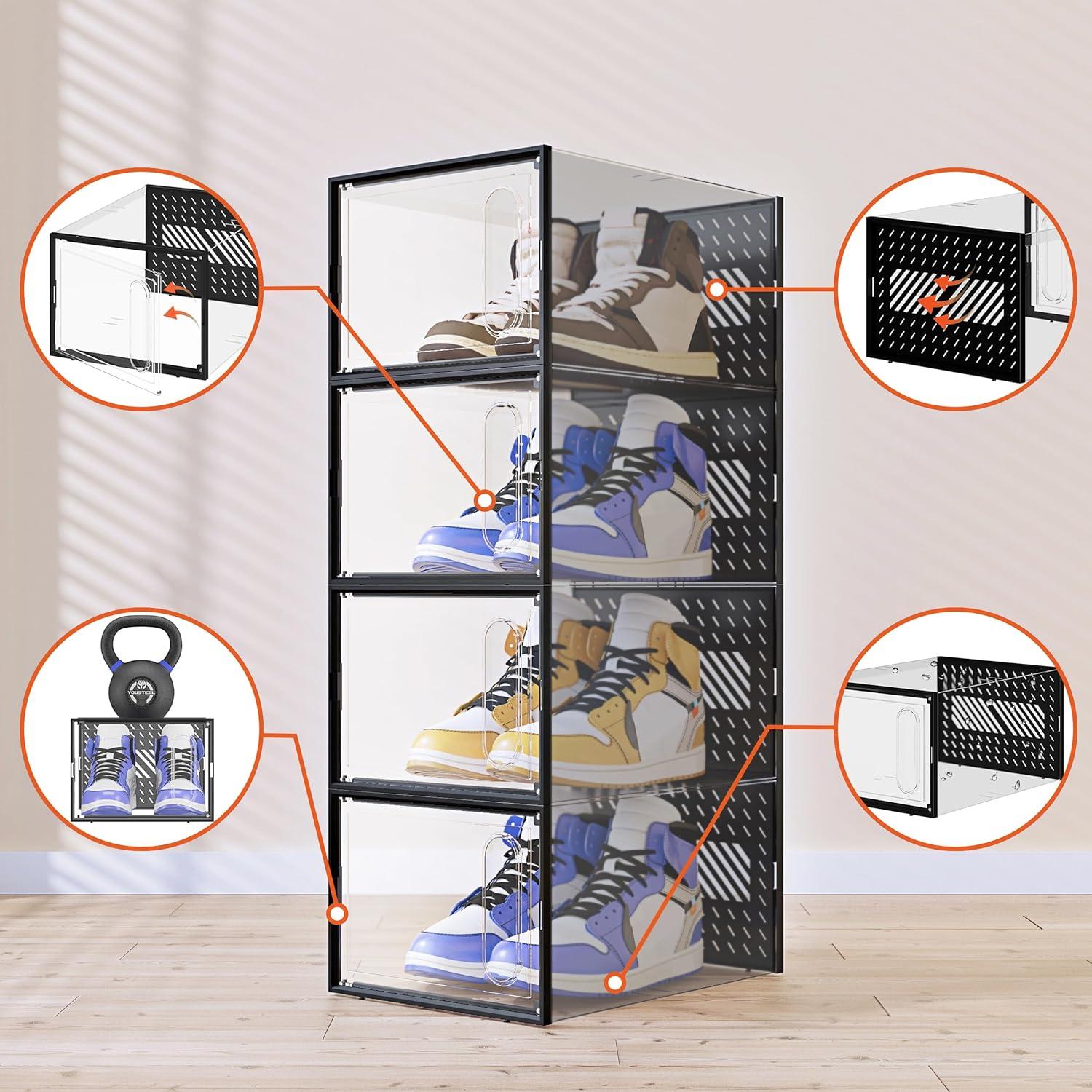 Schuhaufbewahrungsboxen durchsichtig stapelbar magnetische Tür