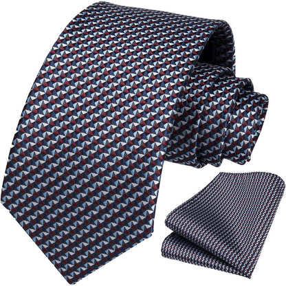 Herren Krawatten Set Blau Check Plaid Tupfen Hochzeit