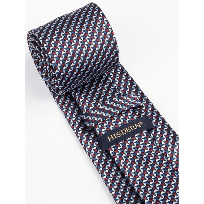 Herren Krawatten Set Blau Check Plaid Tupfen Hochzeit