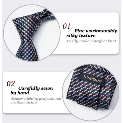 Herren Krawatten Set Blau Check Plaid Tupfen Hochzeit