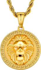 Goldene Löwe Kette mit Münzanhänger 2,5mm 55,9cm - 18K vergoldet