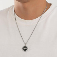 Herren Kompass Anhänger Kette 316L Edelstahl 55,9cm Geschenk