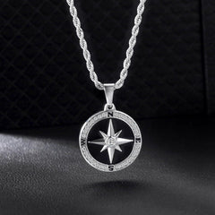 Herren Kompass Anhänger Halskette 55,9cm 316L Edelstahl Silber Gold Biocolor