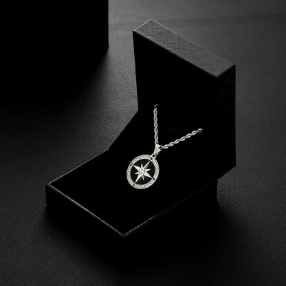 Herren Kompass Anhänger Kette 2,5mm 55,9cm 18K vergoldet Edelstahl