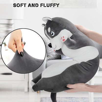 Weiches Husky Kuscheltier 90cm Plüsch Hund Kissen Geschenk