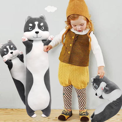 Weiches Husky Kuscheltier 90cm Plüsch Hund Kissen Geschenk
