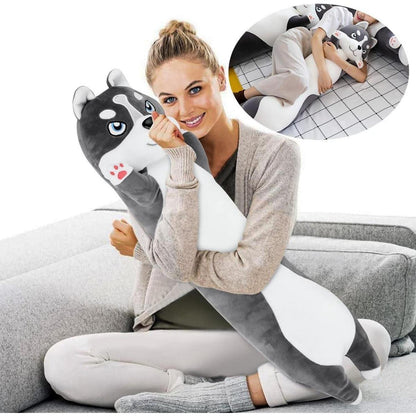Weiches Husky Kuscheltier 90cm Plüsch Hund Kissen Geschenk