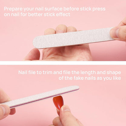 24er Pack Mandel Nägel Set Kurz French Einfarbig Press on Nails Fake