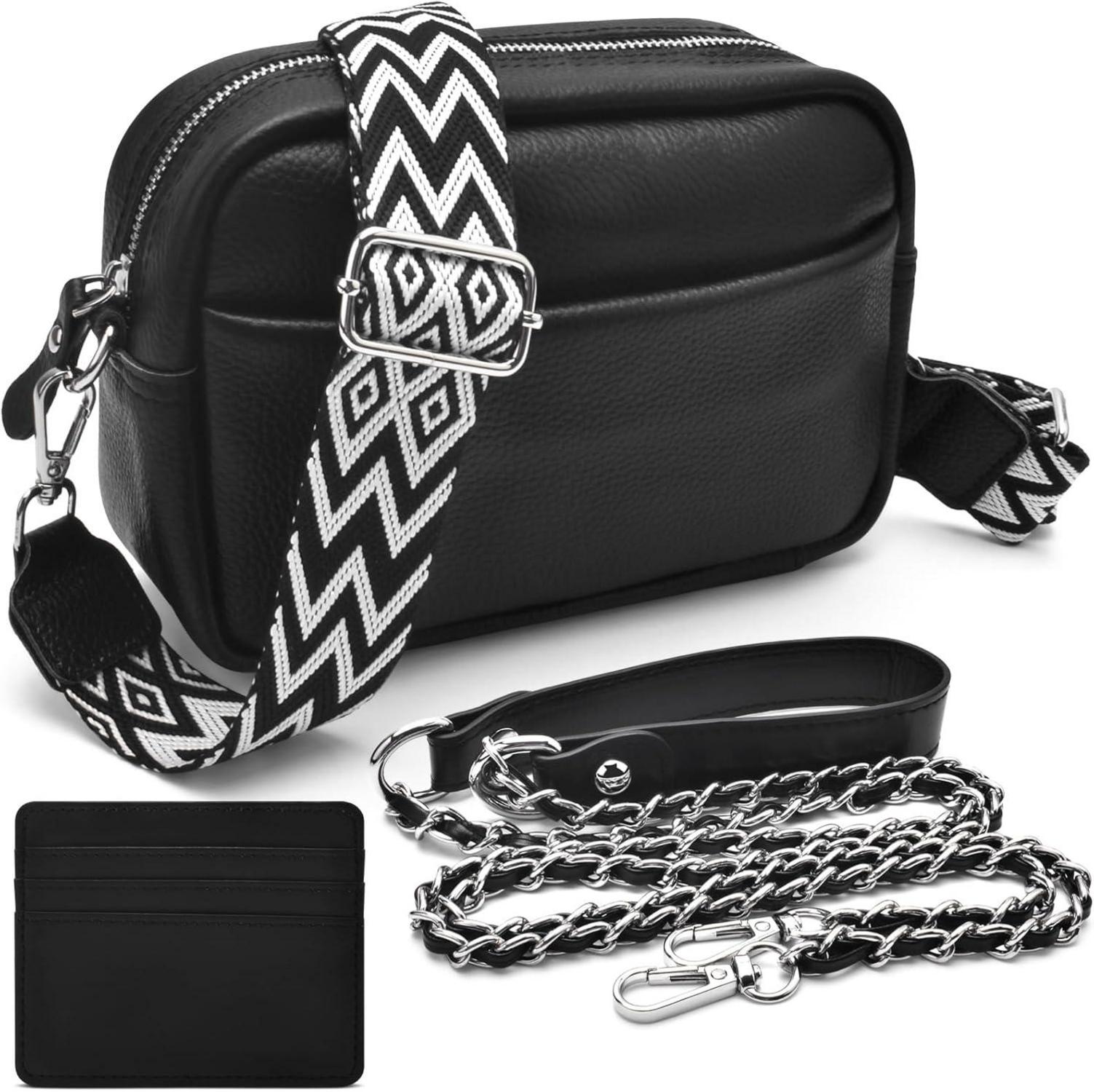 Handy Umhängetasche Echtes Leder Crossbody Bag mit 2