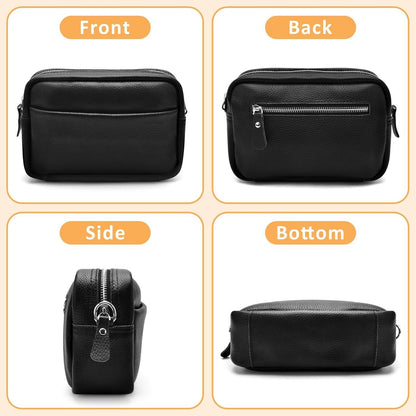 Handy Umhängetasche Echtes Leder Crossbody Bag Schultergurt Schwarz 3