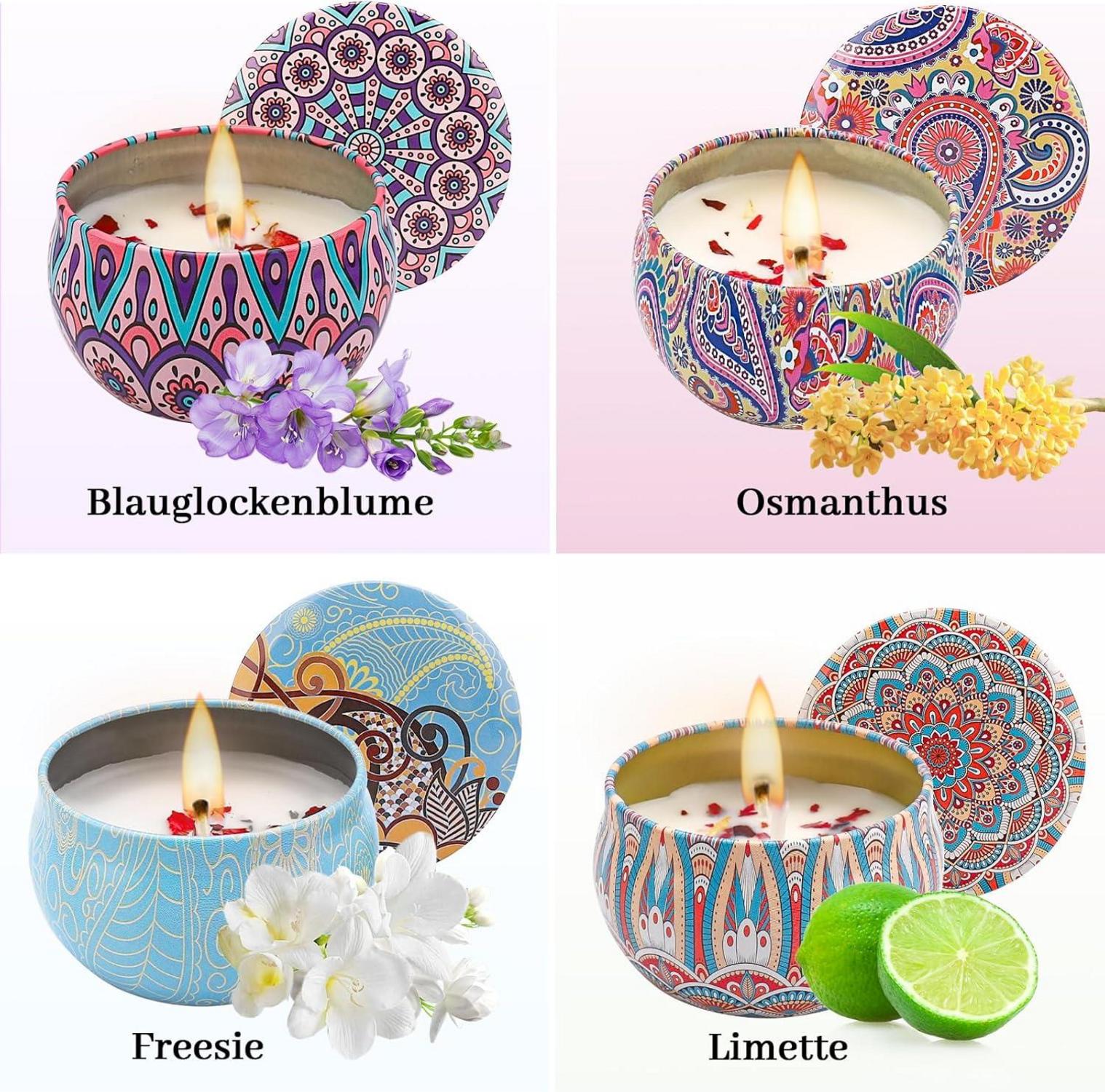 Duftkerzen Geschenkset Natürliches Sojawachs Kerzenset Aromatherapie 4