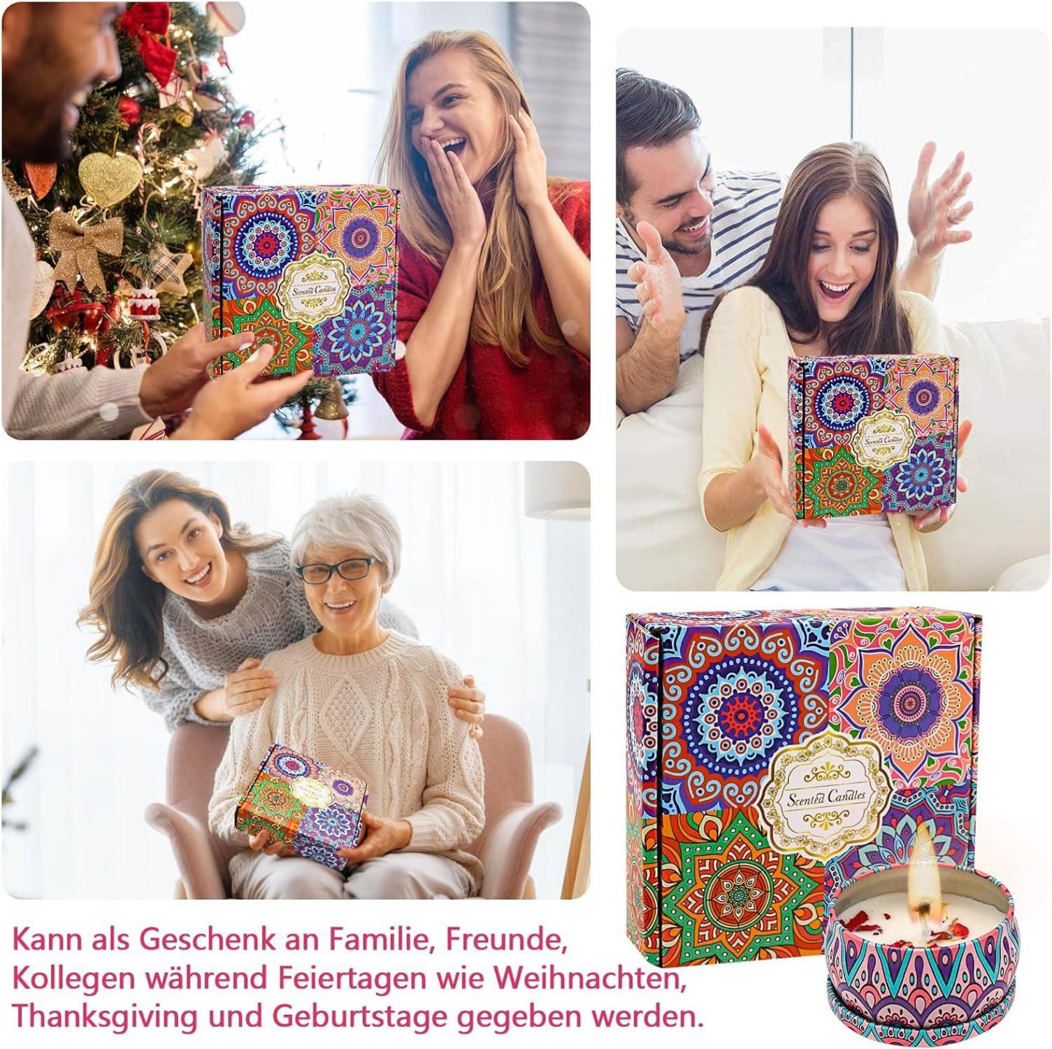 Duftkerzen Set 4 Stück Sojawachs Geschenkset Aromatherapie Stressabbau