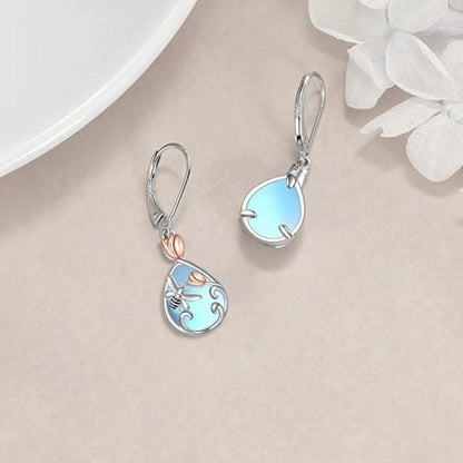 Bienen Ohrringe 925 Sterling Silber Tulpe Mondstein Ohrringe