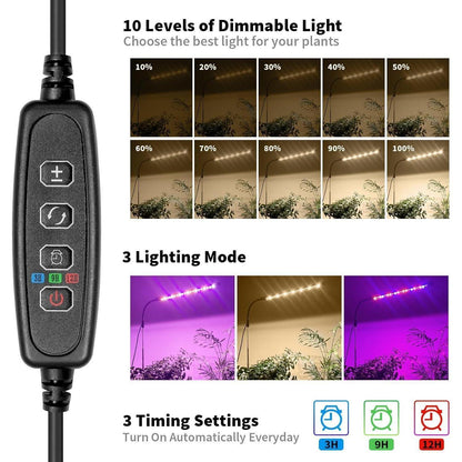 LED Grow Lampe Pflanzenlampe LED Vollspektrum USB Timer