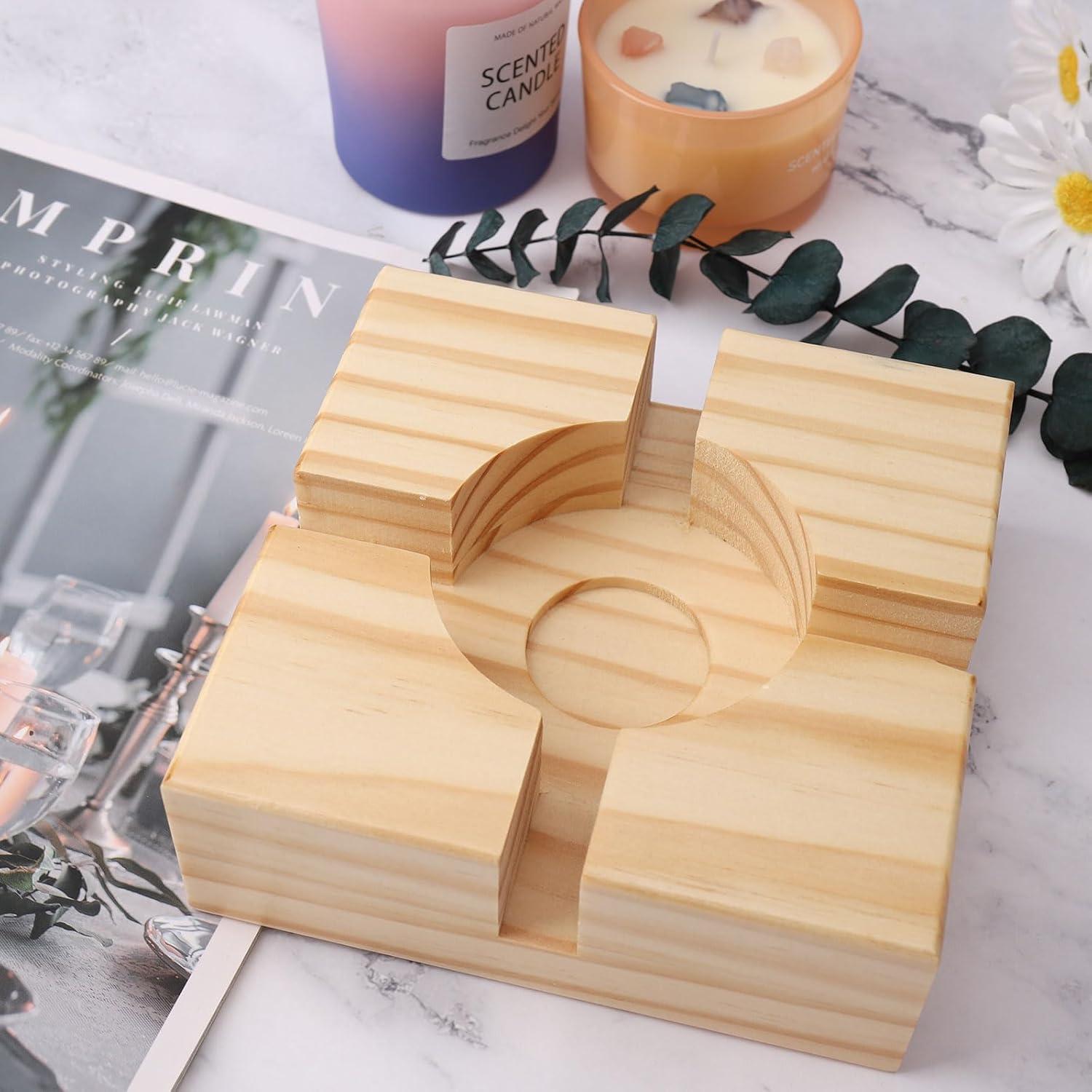 Holz Stövchen für Teekanne 15x15 cm Handgemacht Tee Teewärmer Speisenwärmer