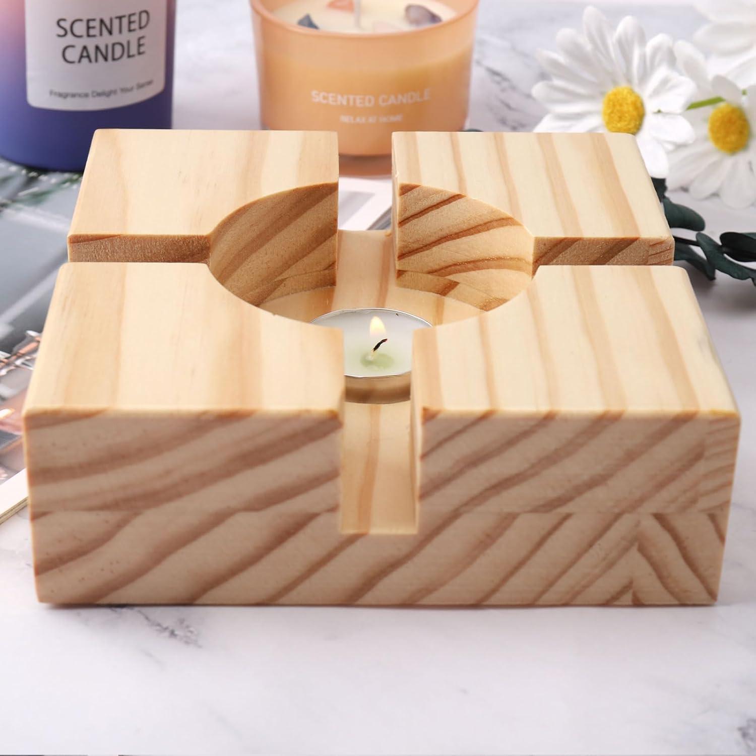 Holz Stövchen für Teekanne Geschenk Idee 15x15 cm Handgemacht