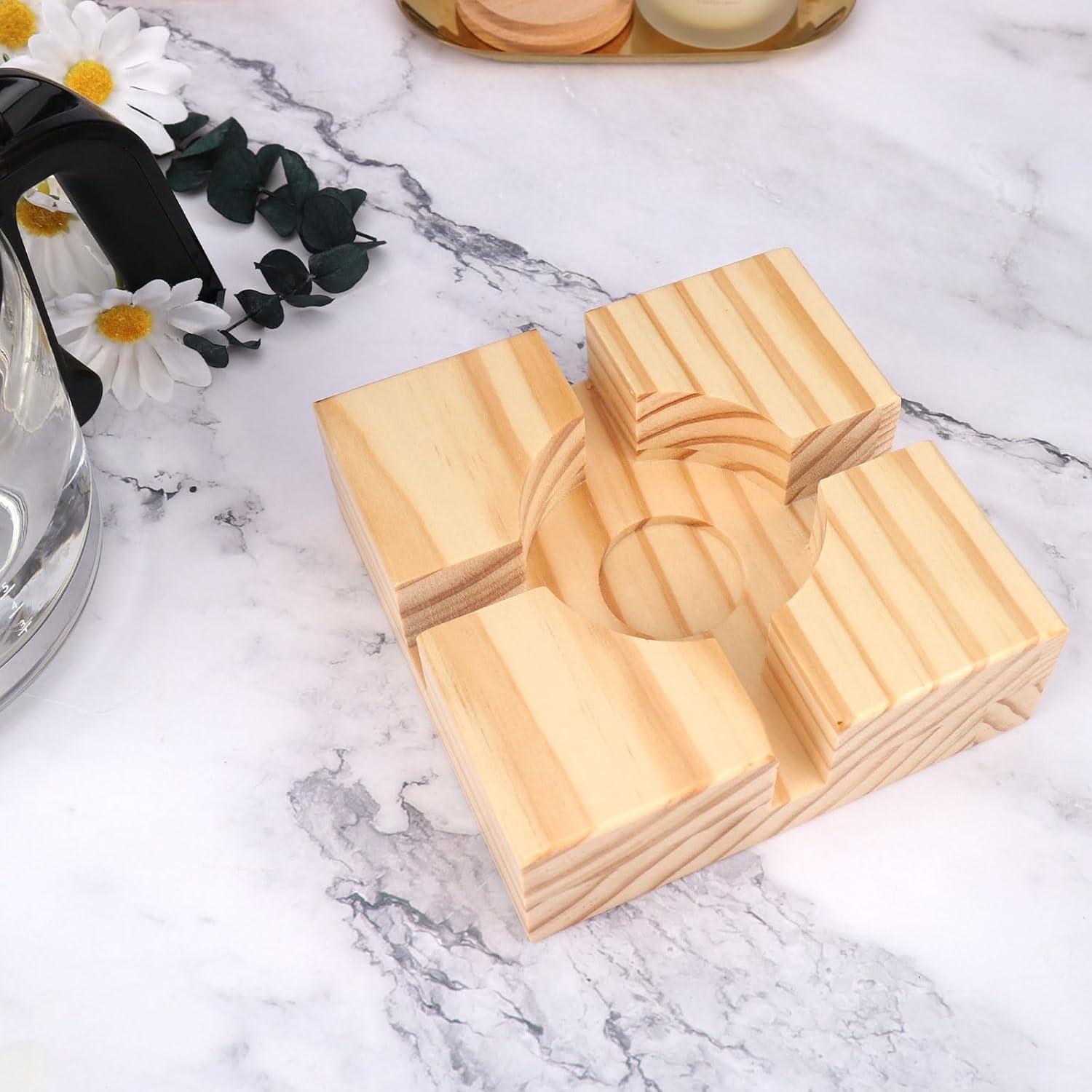 Kerzenständer Teewärmer Holz 15x15 cm Stövchen für Teekanne Speisen