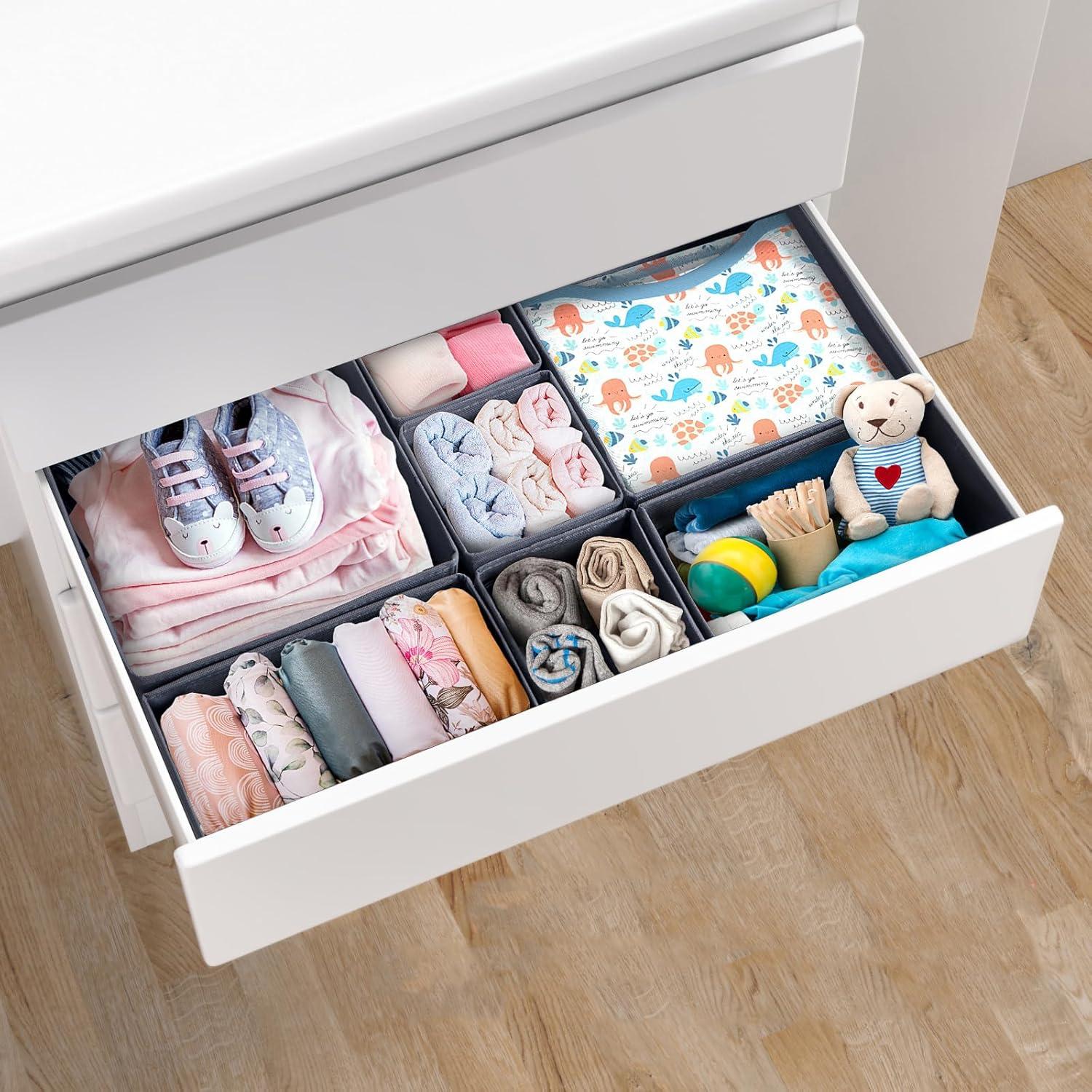 Schubladen Organizer Set 7-teilig faltbar waschbar grau