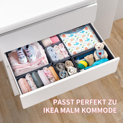 Schubladen Organizer Set 7-teilig faltbar waschbar grau