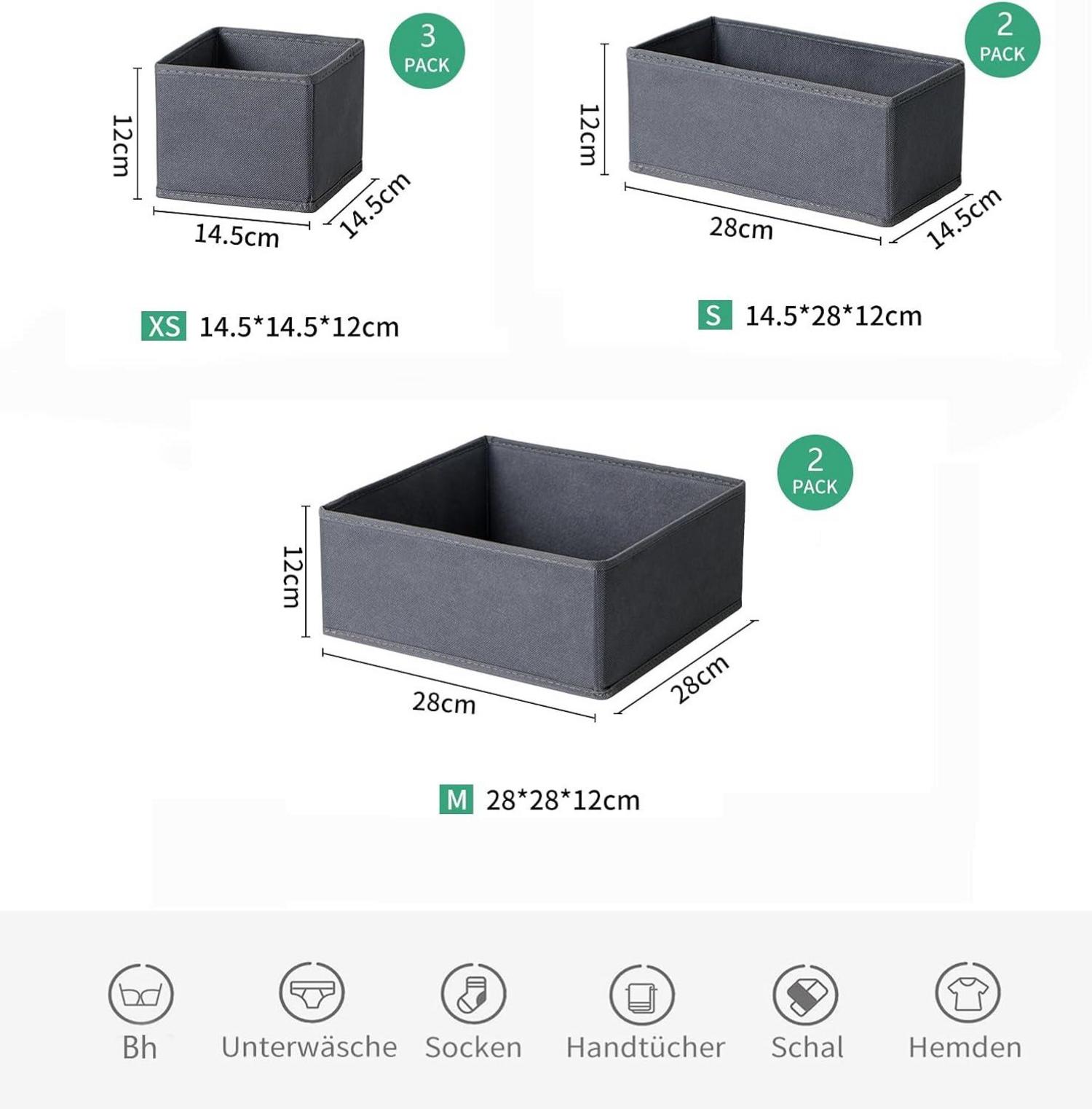 Schubladen Organizer Set für Kommode – Kleidung Aufbewahrungsboxen Grau