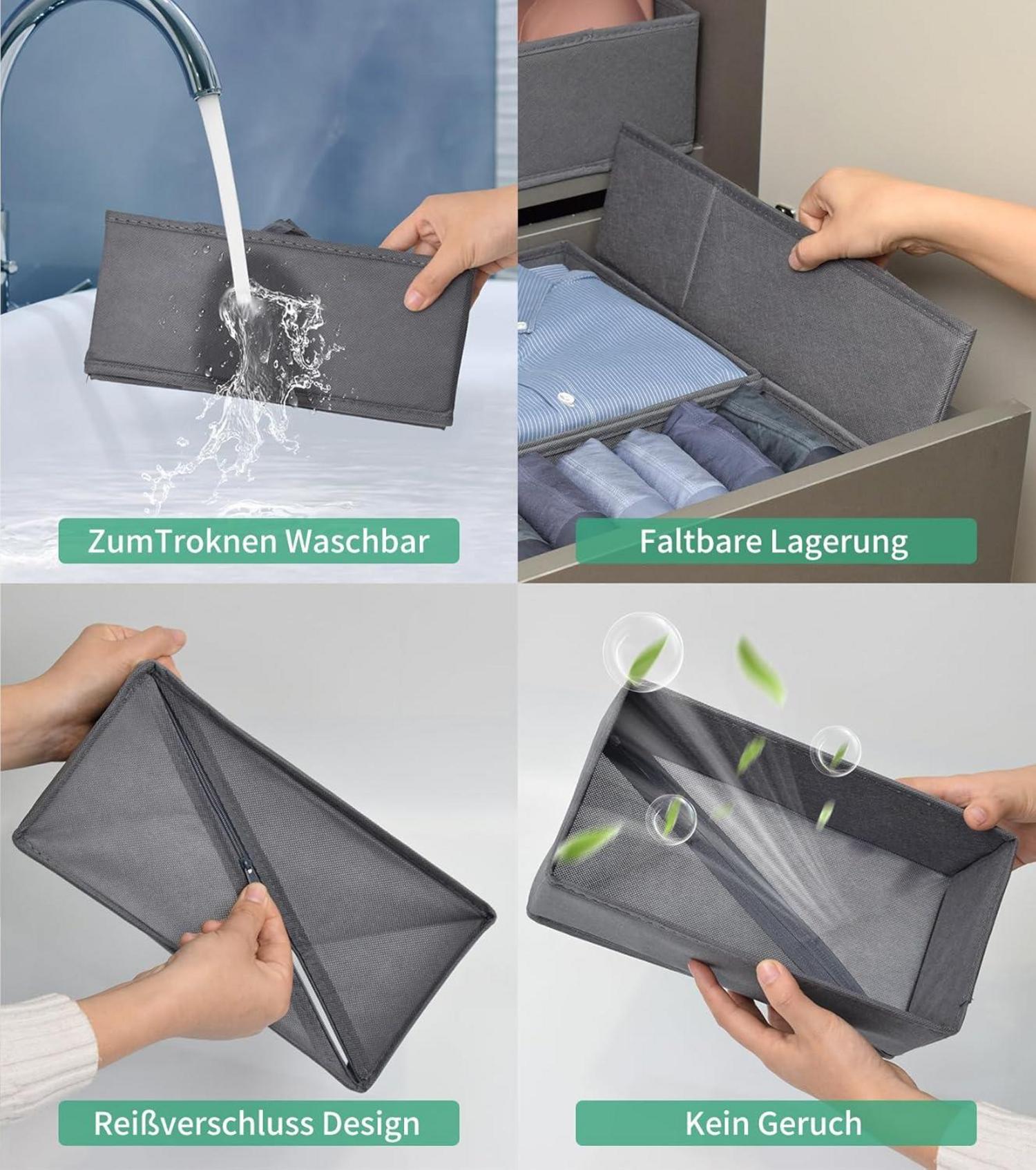 Schubladen Organizer Set für Kommode – Kleidung Aufbewahrungsboxen Grau