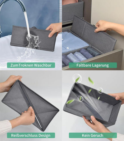 Schubladen Organizer Set für Kommode – Kleidung Aufbewahrungsboxen Grau